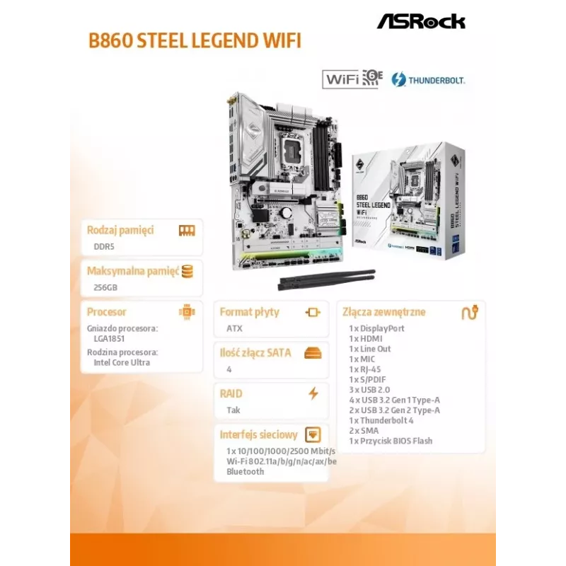 ASRock B860 Steel Legend WiFi placa base ATX