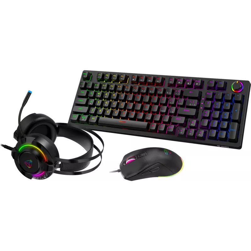 Set gaming Yenkee YGS 03 ECLIPSE 3 en 1 (teclado, ratón, auriculares con micrófono)