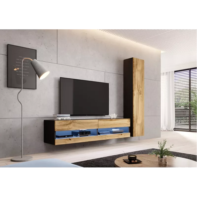 Armario cerrado Cama VIGO '180' 180/40/30 negro/roble Wotan