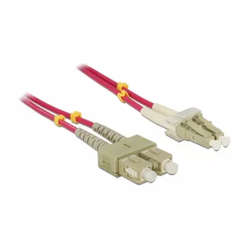 Cable de fibra óptica DELOCK LC–SC 5 m, multimodo 50 µm, dúplex completo, violeta
