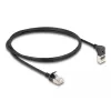 Cable de red RJ45 DeLOCK Cat.6A S/FTP delgado 90° hacia arriba en ángulo 1 m negro