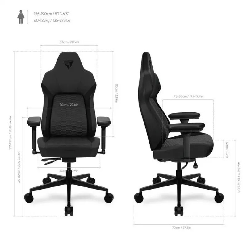 Silla gaming Thunder X3 CORE TEGC-2069101.11 — diseño racer ergonómico, negro