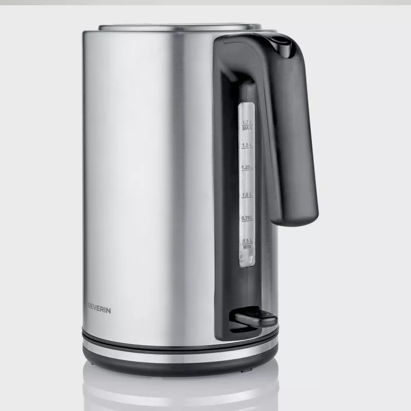 Hervidor de agua SEVERIN WK 3449 — 1,7 l, 2400 W, acero inoxidable/plástico, negro-plata