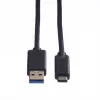 ROLINE - Cable USB - USB Type-C (M) - USB Type-A de 9 pines (M) - 50 cm (USB 3.1) - encapsulado - Negro (11.02.9010)