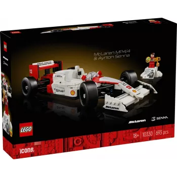 Set LEGO McLaren MP4/4 Ayrton Senna 10330 — modelo LEGO ICONS a escala