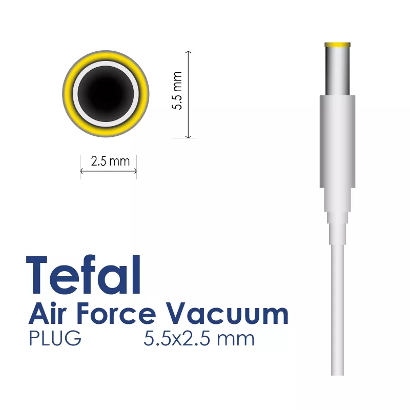 Akyga AK-PD-21 Fuente de alimentación para aspirador Tefal / Rowenta 29 V / 0,75 A, 21,75 W, 5,5 x 2,5 mm, 1,8 m, blanco