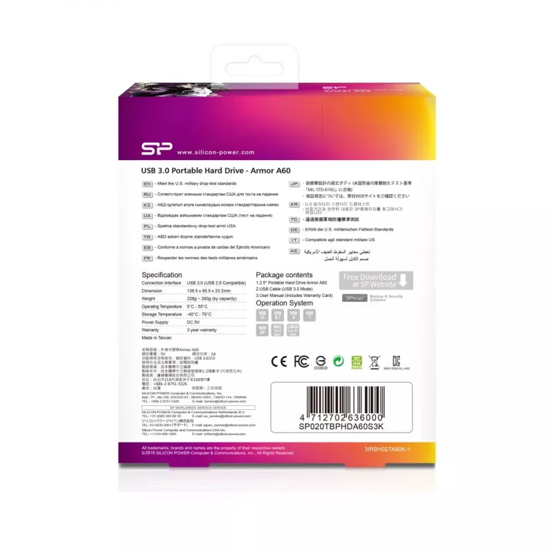 Silicon Power Armor A60 disco duro externo 2000 GB negro