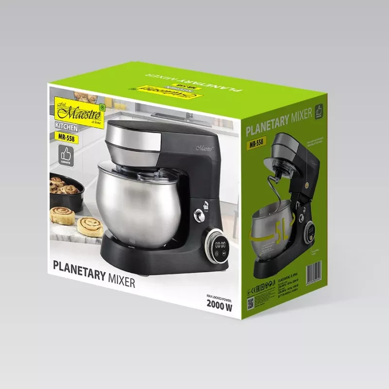 Amasadora planetaria Feel-Maestro MR-558 con bol de 5 l, 2000 W negro