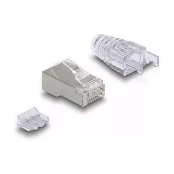 Conector modular RJ45 DeLOCK Cat.6 con protección de lengüeta curvada y protección antiacodamiento, 50 uds.