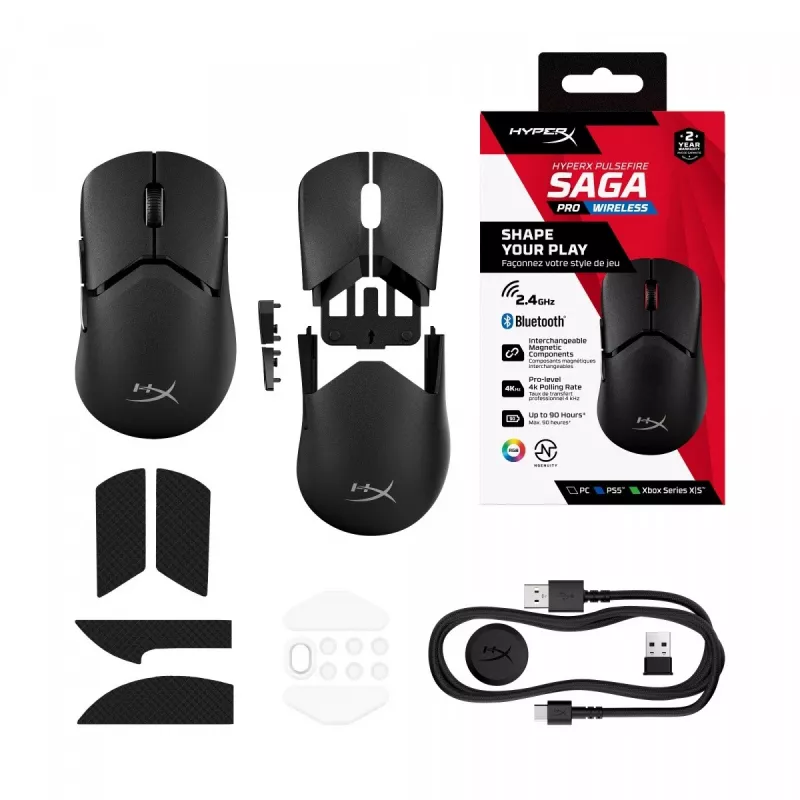 Ratón gaming HyperX Pulsefire Saga Pro inalámbrico (negro)