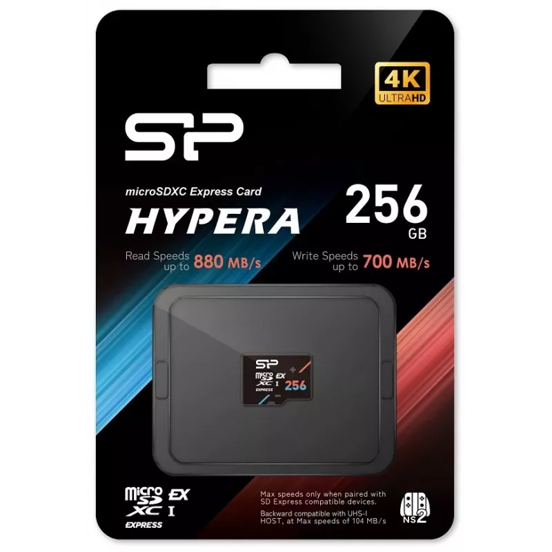 Tarjeta de memoria microSDXC Silicon Power Hypera 256 GB — Class 10, UHS-I U3, V30, A1, lectura 880 MB/s, escritura 700 MB/s