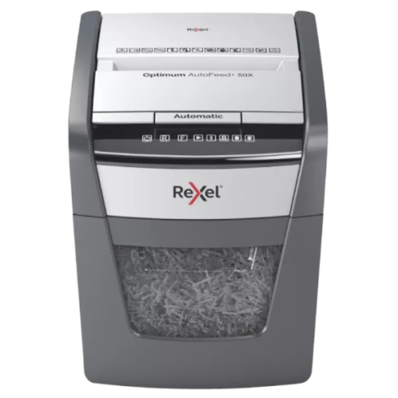 Rexel Optimum AutoFeed+ 50X Destructora de documentos con alimentación automática, Corte en partículas, P4