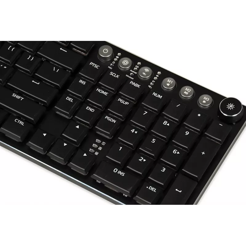 iBOX Aurora K-6 IKGMK6 teclado gaming mecánico de perfil bajo, con cable + RF inalámbrico + Bluetooth, switches KRGD Red, retroiluminación LED, QWERTY inglés, negro
