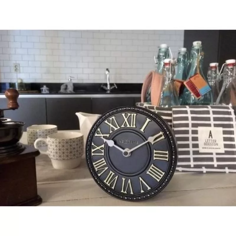 Reloj NeXtime 5187zw London Table, Ø16 cm, pared, negro/blanco