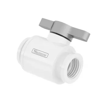 Válvula de bola Barrow 10 mm G1/4 TLQFS-V1 w s – 10 mm, conexión G1/4, blanco-plata