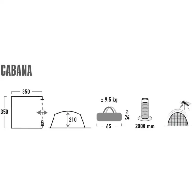 Pabellón Cabana (gris/lima, 3,5 m x 3,5 m)