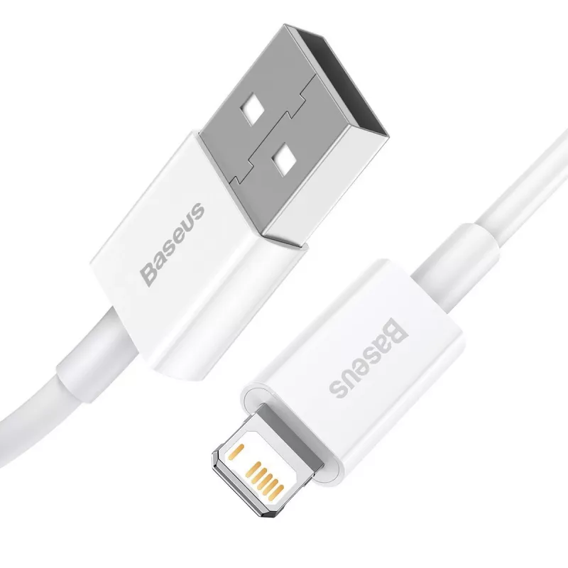 Cable Baseus Superior Series USB a Lightning, 2,4A, 0,25m (blanco)