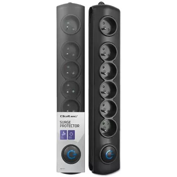 Protector contra sobretensiones Qoltec 50112 negro 6 tomas AC 230V 3m