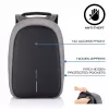 XD Design Bobby Hero Regular P705.292 mochila antirrobo, portátil de 15,6 pulgadas, tablet de 12,9 pulgadas, 16 l, puerto de carga USB, bolsillo RFID, gris