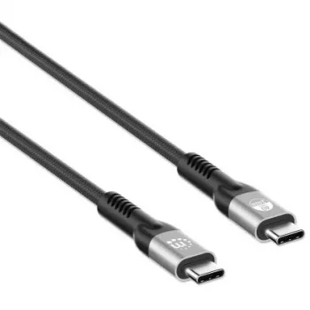 Manhattan Cable USB-C a USB-C Fast (240 W), 1 m, carga de portátil de 240 W + datos y vídeo de alta velocidad, compatible con todos los portátiles (se requiere fuente de alimentación USB-C de 240 W adicional), transmisión ultrarrápida de 40 Gbit/s, negro, 3 años de garantía