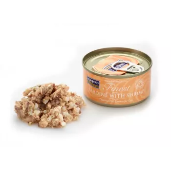Comida húmeda para gatos FISH4DOGS Sardina con gamba 70 g — alimento completo en lata para gatos adultos, sabor a pescado