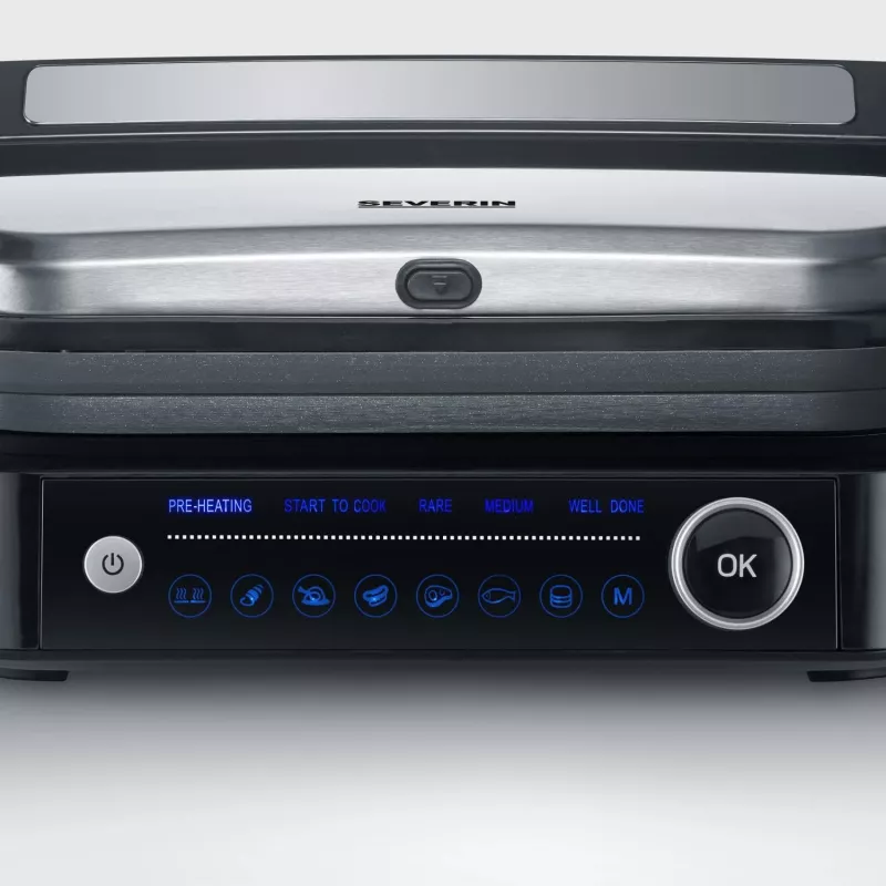 Parrilla de contacto SEVINI Pro, KG 2395 (plateado/negro, 1.800 vatios)