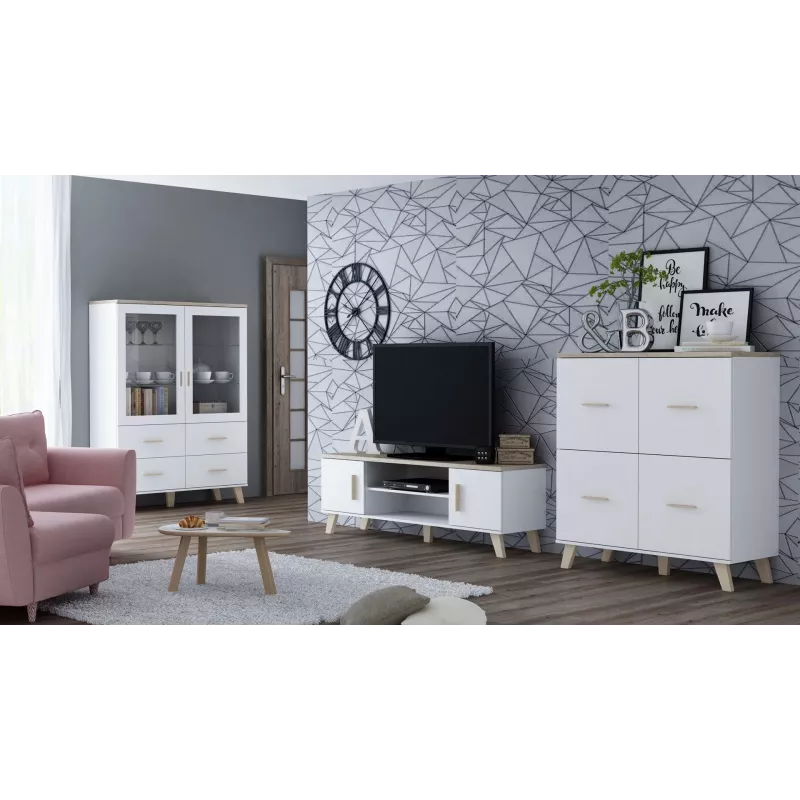 Soporte de TV Cama LOTTA 160 2D2K blanco/sonoma