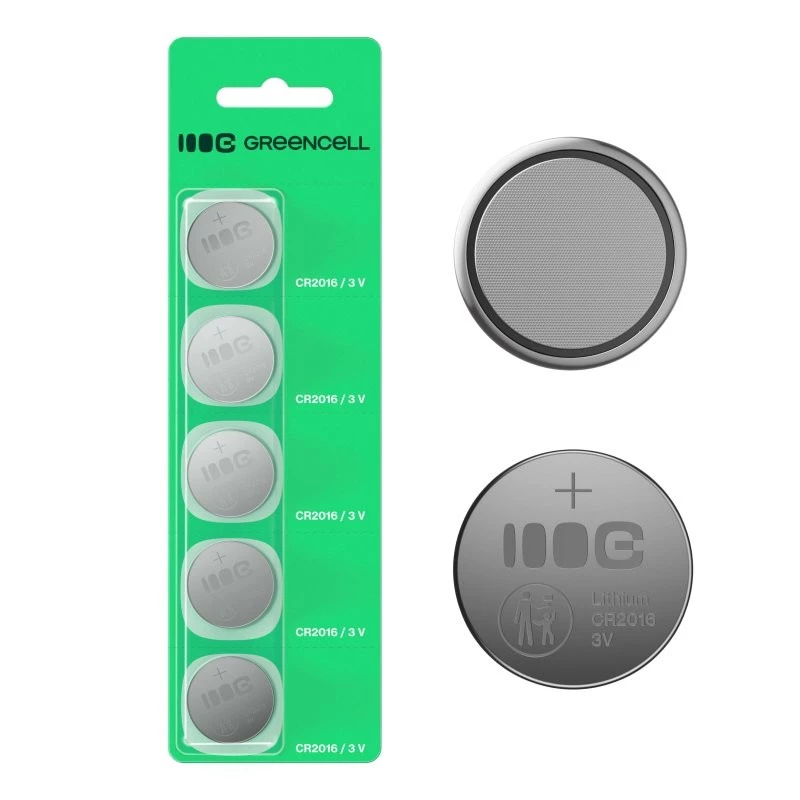 Pila de litio botón Green Cell CR2016 3V – pack de 5