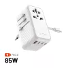 Adaptador de viaje FIXED Voyager 85W para EU, UK y USA/AUS, con 4xUSB-C y 1xUSB salida | Adaptador