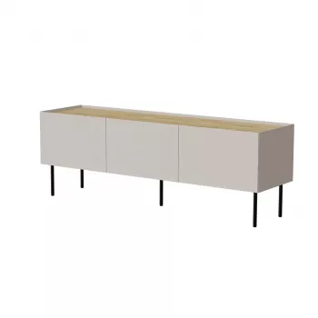 Mueble TV Cama Meble FELLINI 150x40x52 cm, marco color cashmere, tablero de roble aceitado