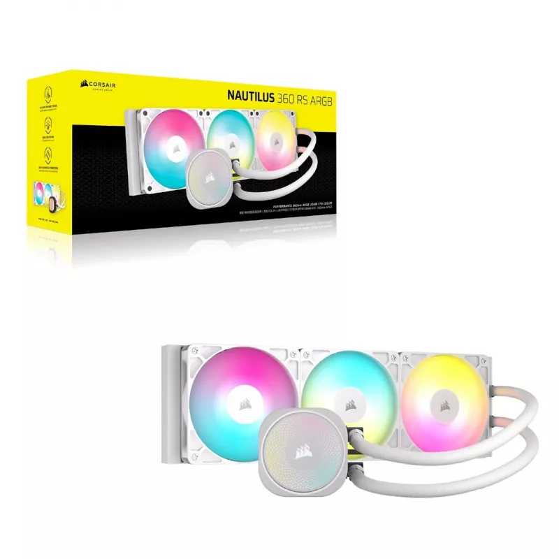 Refrigeración líquida todo en uno Corsair NAUTILUS 360 RS ARGB 1700 RPM blanco