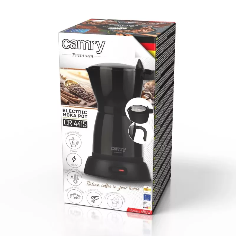 Cafetera eléctrica de moka Camry CR 4415b 0,5 L, 480 W, negra
