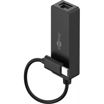 Adaptador USB-C a Ethernet Goobay negro – para conectar un PC o Apple MacBook a una red (76579)