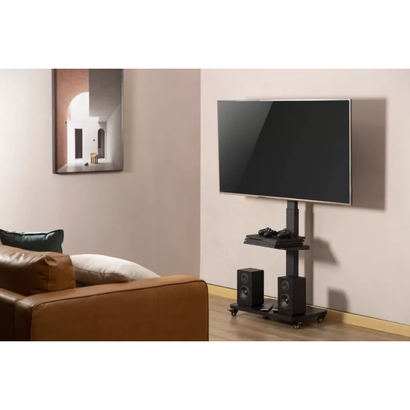 Soporte de suelo para TV Gembird TVS-75S-02 con ruedas, 37 - 75, negro
