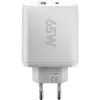 Cargador rápido dual USB-C, PD, GaN, 65 vatios (blanco, 1x USB-C, 1x USB-A, Power Delivery)