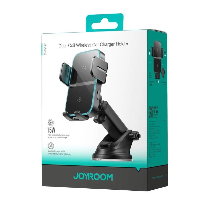 Joyroom JR-ZS246S soporte de coche para salpicadero con cargador inalámbrico, negro