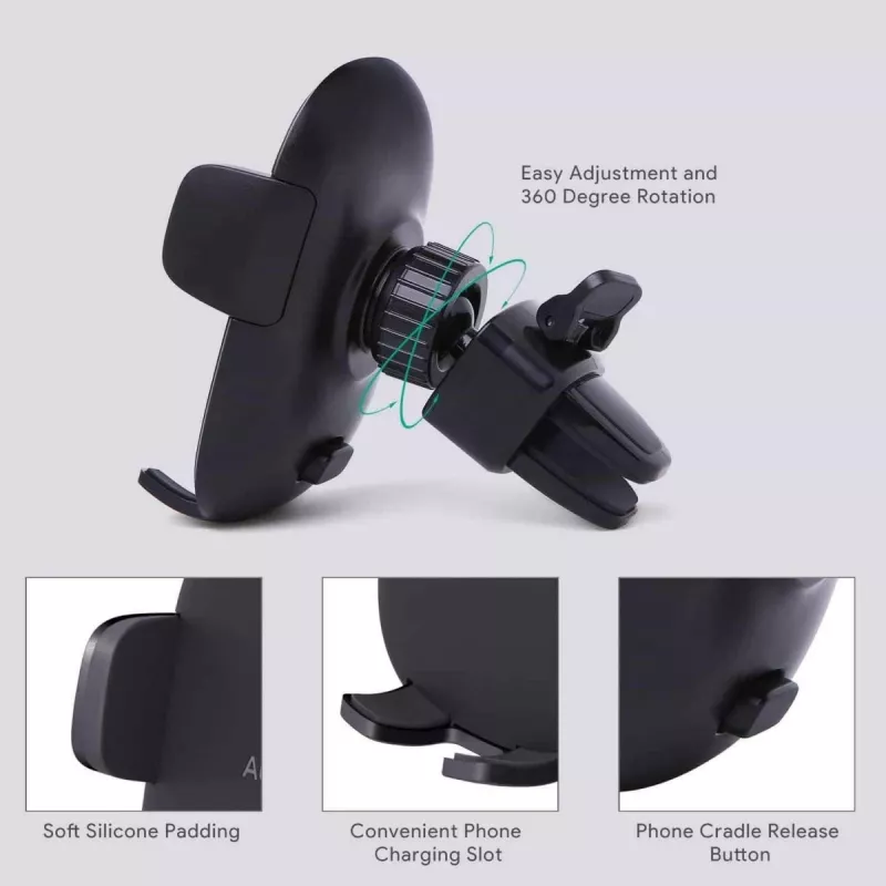 Soporte de móvil para coche Aukey HD-C48 para rejilla de ventilación, rótula de 360°