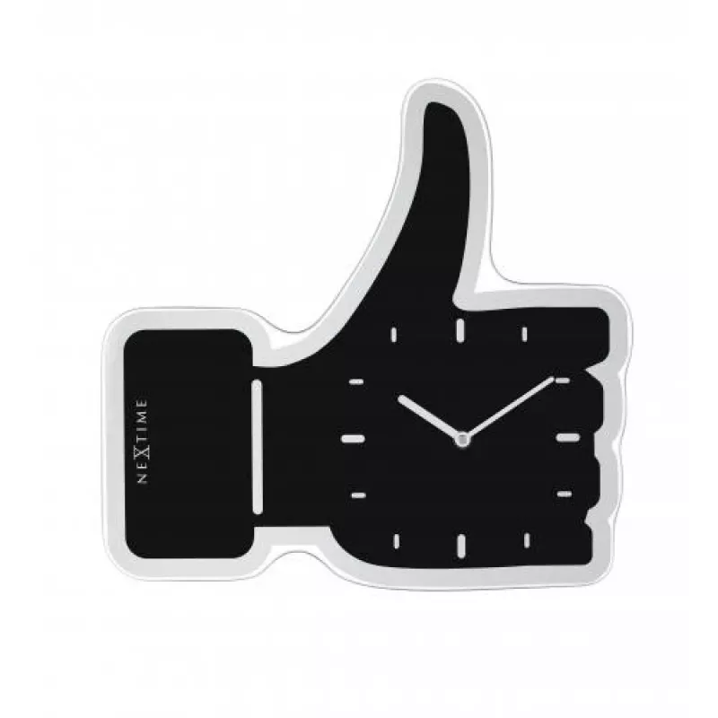 NeXtime Reloj de pared 3072zw Thumbs up, 40,5x41 cm, pared, negro/plateado