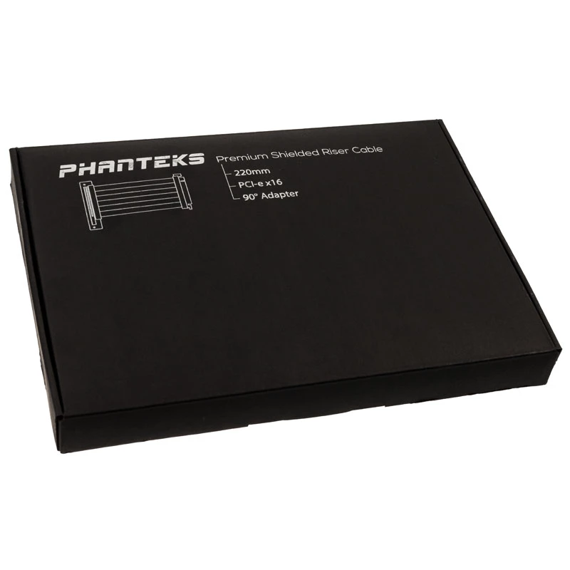Cable plano riser PCIe x16 PHANTEKS, 90 grados, 22 cm – negro