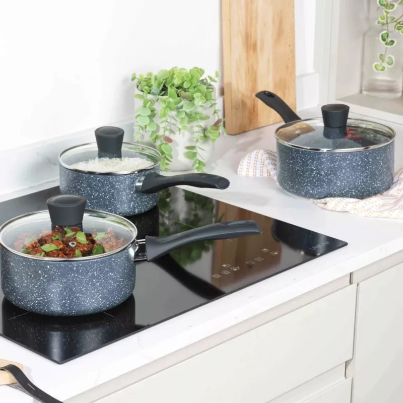 Set de ollas Russell Hobbs Nightfall Stone 3 piezas 16/18/20 cm antiadherente