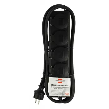 Base de enchufe de alargador Brennenstuhl IP44 4 tomas negro 2,0 m H07RN-F 3G1,5 - Alargador - AC 230 V - Tomas de salida: 4 - 2 m (1159960)