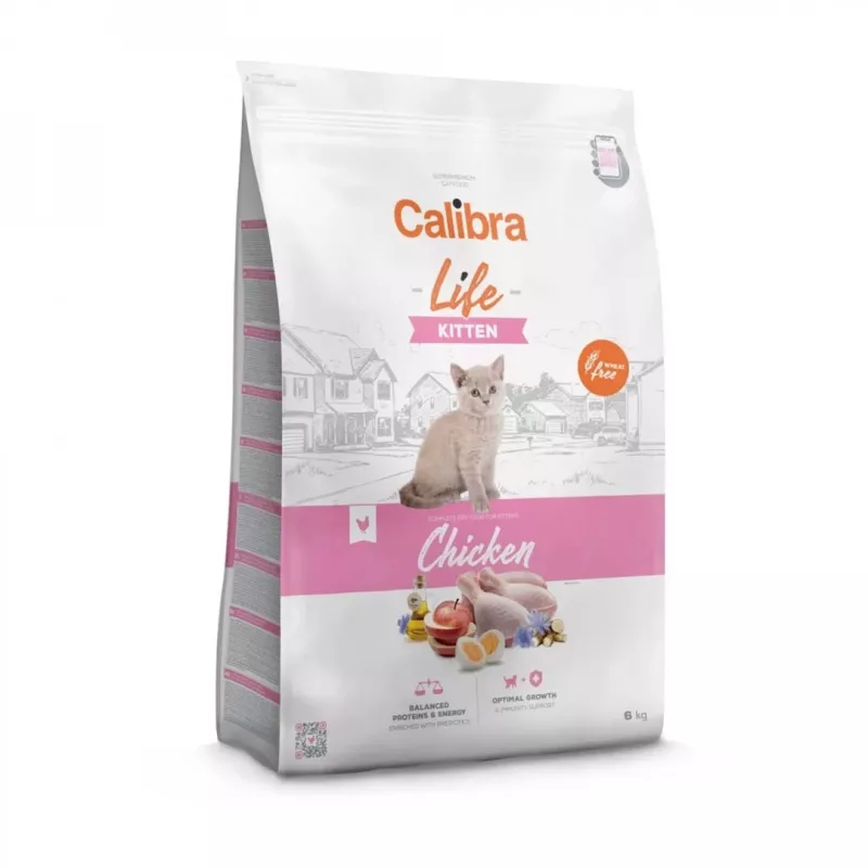Comida seca para gatos Calibra Cat Life Kitten Chicken 6 kg — receta para gatitos, 37 % proteína, 21,5 % grasa