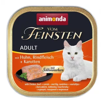 ANIMONDA Vom Feinsten Adult Pollo, Ternera y Zanahorias - Comida húmeda para gatos - 100 g
