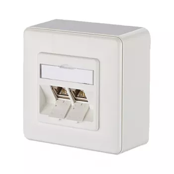 METZ CONNECT BTR E-DAT Módulos 8/8(8) AP - Toma de pared - RJ-45 X 2 - Blanco puro, RAL 9010 (1309120002-E)