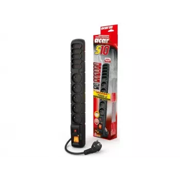 HSK DATA S10 3 m cable alargador 10 tomas AC interior/exterior negro