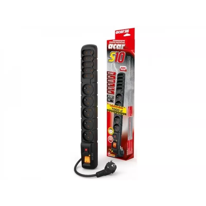 HSK DATA S10 3 m cable alargador 10 tomas AC interior/exterior negro