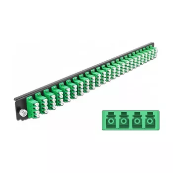 Placa frontal para caja de empalmes DeLOCK 19 pulgadas 43370 24 puertos LC cuádruple verde