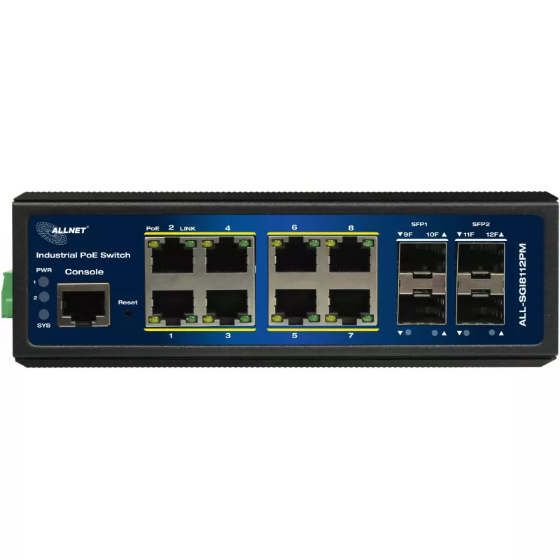Switch PoE industrial ALLNET ALL-SGI8112PMJ 8+4 puertos