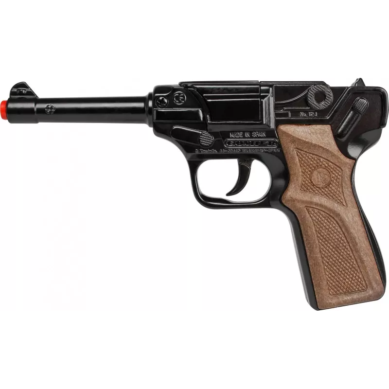 Revólver de policía de juguete de metal Gonher 8 disparos, construcción de metal, modelo 258441