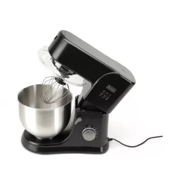 Robot de cocina Black & Decker BXKM1001E 1000W, bol de acero inoxidable 5,2 L, 8 velocidades, funciones de amasado y batido